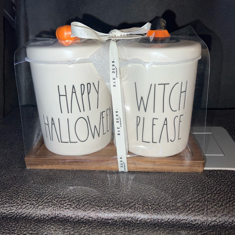 Rae Dunn Happy Halloween/Witch please canister set (New In Packaging)